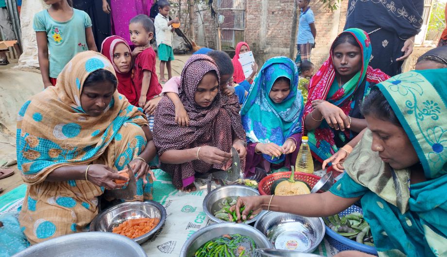 Women preparing food in Bangladesh.